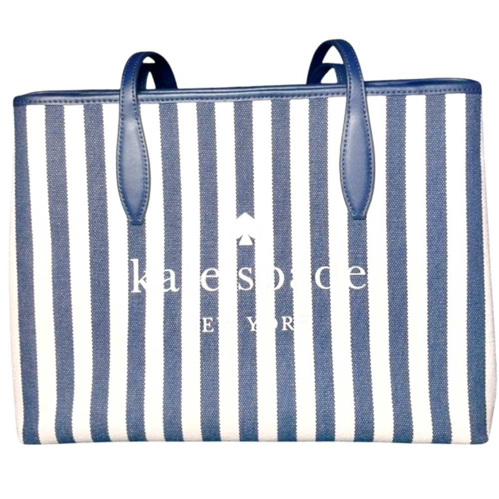 Kate Spade Street Tote Striped Side Snap Tote Bag New Without Tags - Picture 2 of 8